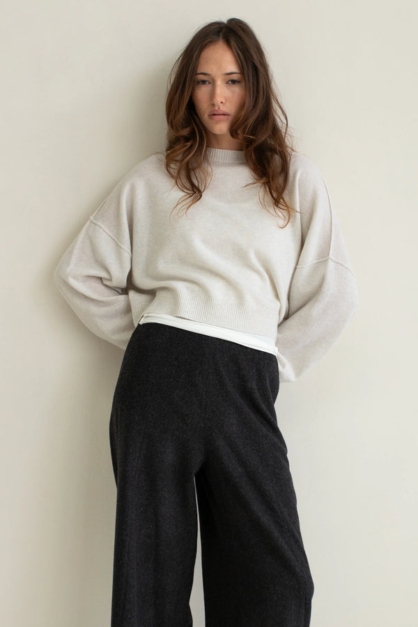 Vaenn Madison Cashmere Crew Neck Drop Shoulder, Chiffon