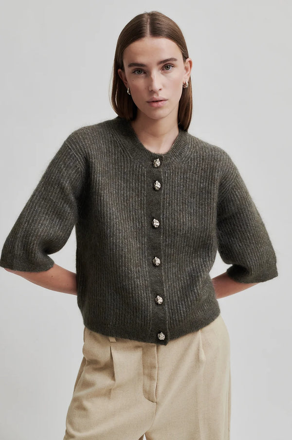 Second Female, Andria Knit Cardigan, Chocolate Chip