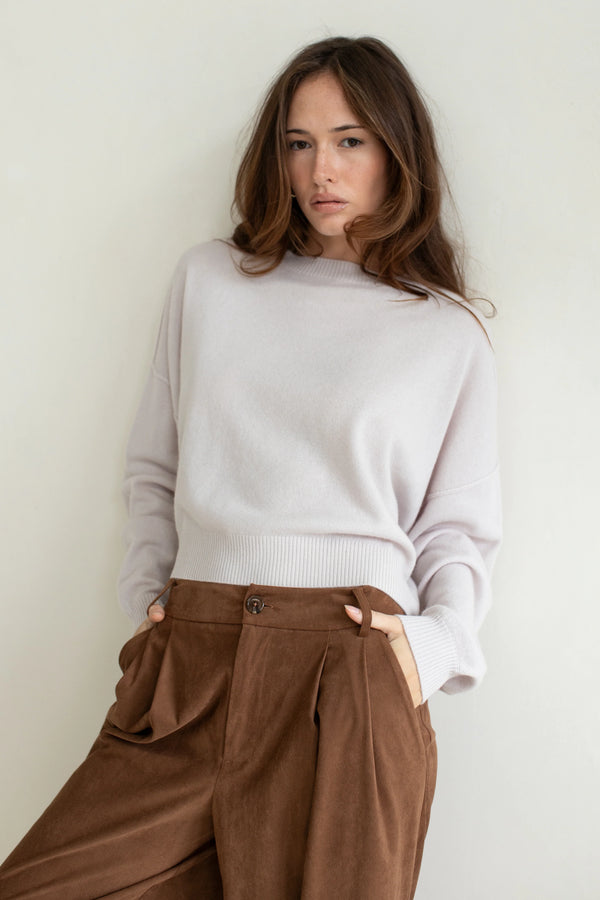 Vaenn Madison Cashmere Crew Neck Drop Shoulder, Fog