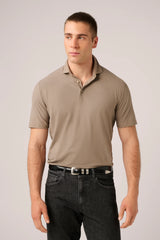 Christian Kimber Ice Cotton Short Sleeve Polo, Taupe