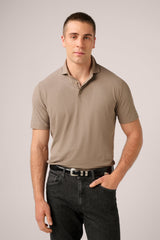 Christian Kimber Ice Cotton Short Sleeve Polo, Taupe