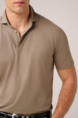 Christian Kimber Ice Cotton Short Sleeve Polo, Taupe