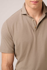 Christian Kimber Ice Cotton Short Sleeve Polo, Taupe