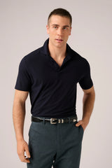 Christian Kimber Ice Cotton Short Sleeve Polo, Navy