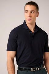 Christian Kimber Ice Cotton Short Sleeve Polo, Navy