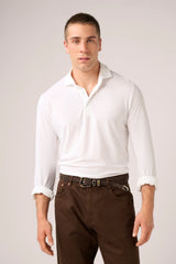 Christian Kimber Ice Cotton Long Sleeve Polo, Optic White