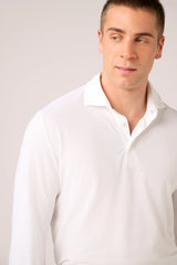 Christian Kimber Ice Cotton Long Sleeve Polo, Optic White