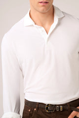 Christian Kimber Ice Cotton Long Sleeve Polo, Optic White