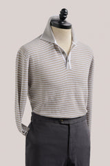 Christian Kimber Inverloch Ice Cotton Long Sleeved Polo - Sand