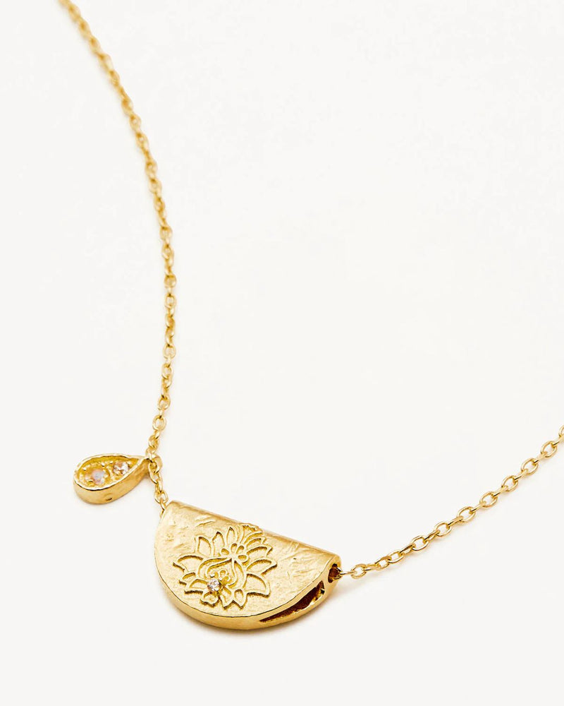 By Charlotte, Lotus Birthstone Necklace Collection, Gold Vermeil