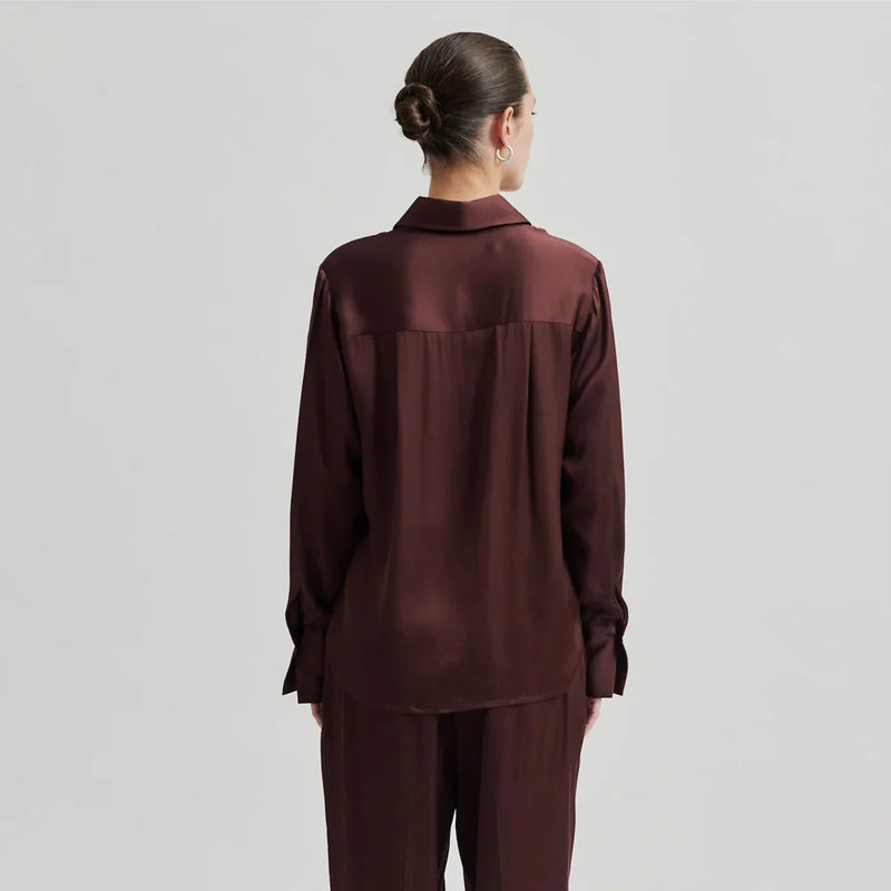 Second Female Livo Silky Shirt,bitter chocolate