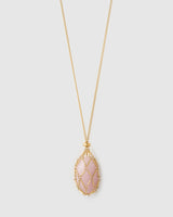 Arms of Eve Lotus Necklace,Rose Quartz