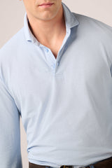 Christian Kimber Ice Cotton Long Sleeve Polo, Sky Blue
