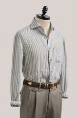 Christian Kimber Holiday Shirt - Linen - Pistachio Stripe