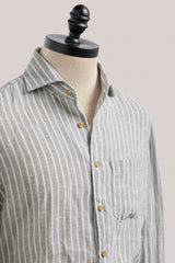 Christian Kimber Holiday Shirt - Linen - Pistachio Stripe