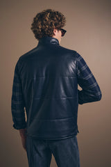 Christian Kimber Quilted Leather Vest Tumbled Grain Lambskin,Navy Blue
