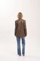 2nd Skin KINGSTON LEATHER BLAZER,CHESTNUT