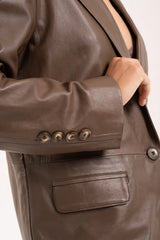 2nd Skin KINGSTON LEATHER BLAZER,CHESTNUT