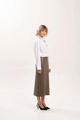 2nd Skin SIENNA LEATHER MAXI SKIRT,CHESTNUT