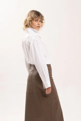 2nd Skin SIENNA LEATHER MAXI SKIRT,CHESTNUT