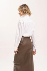 2nd Skin SIENNA LEATHER MAXI SKIRT,CHESTNUT