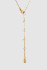 Arms of Eve Mini Initial Stone Necklace in gold, adjustable chain and clasp detail