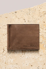 Christian Kimber Money Clip Wallet Chocolate Stamped Nubuck Leather