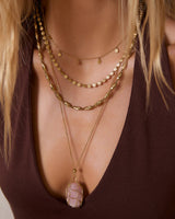 Arms of Eve Lotus Necklace,Rose Quartz