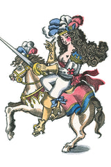 Trudon Madeleine Classic Candle 270g, illustration of a plumed rider on horseback with sword