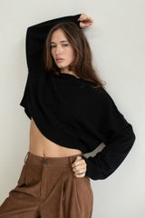 Vaenn Madison Cashmere Crew Neck Drop Shoulder, Black