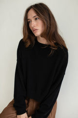 Vaenn Madison Cashmere Crew Neck Drop Shoulder, Black