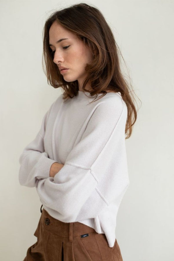 Vaenn Madison Cashmere Crew Neck Drop Shoulder, Fog