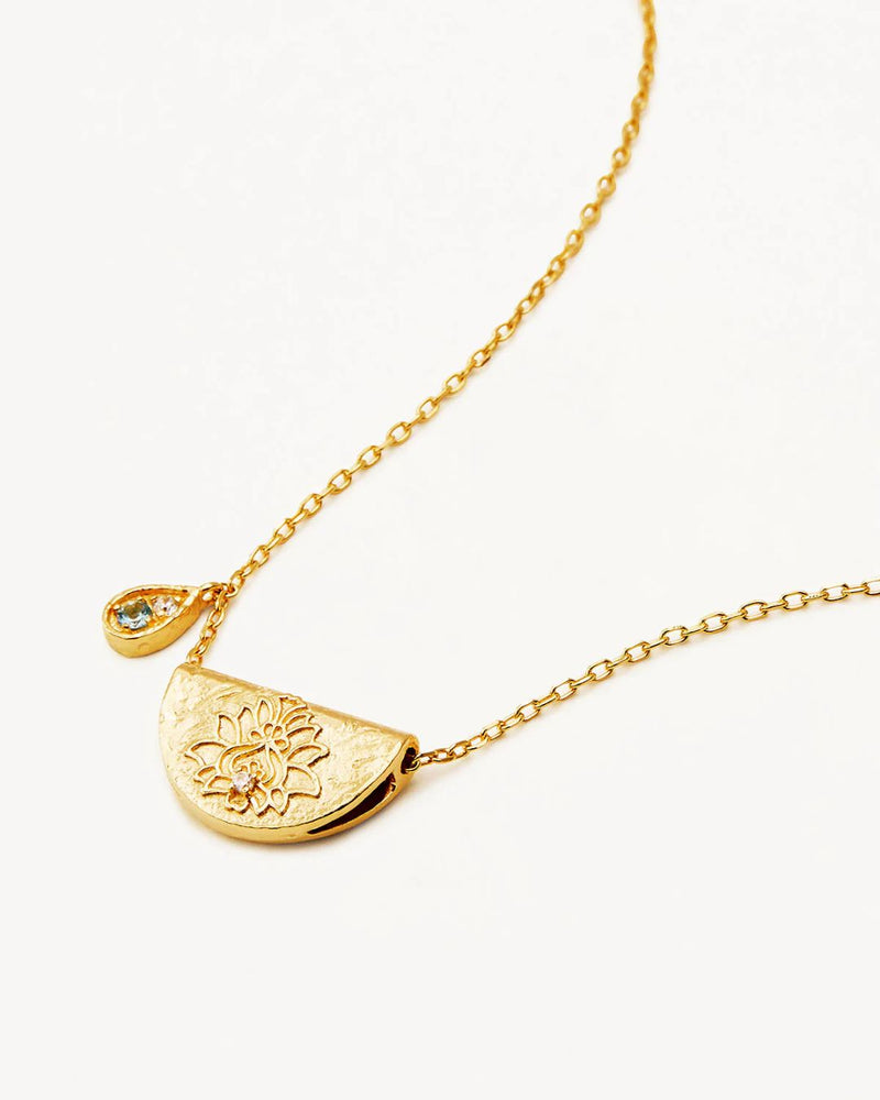 By Charlotte, Lotus Birthstone Necklace Collection, Gold Vermeil