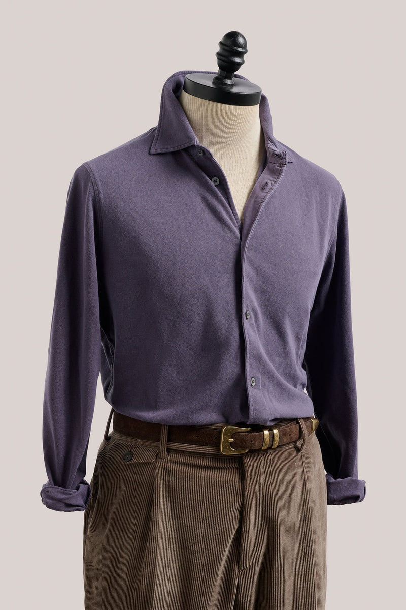 Christian Kimber Noosa Long Sleeved Pique Cotton Shirt - Plum