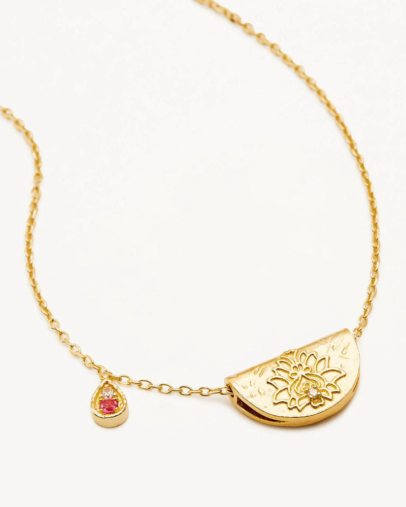 By Charlotte, Lotus Birthstone Necklace Collection, Gold Vermeil
