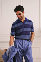 Christin Kimber Otway Short Sleeved Polo - Sky Stripe