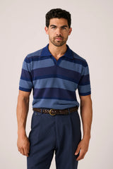 Christin Kimber Otway Short Sleeved Polo - Sky Stripe