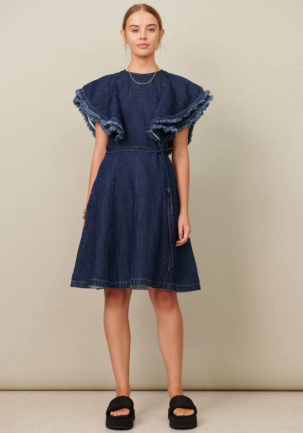 POL Fringe Dress - Denim