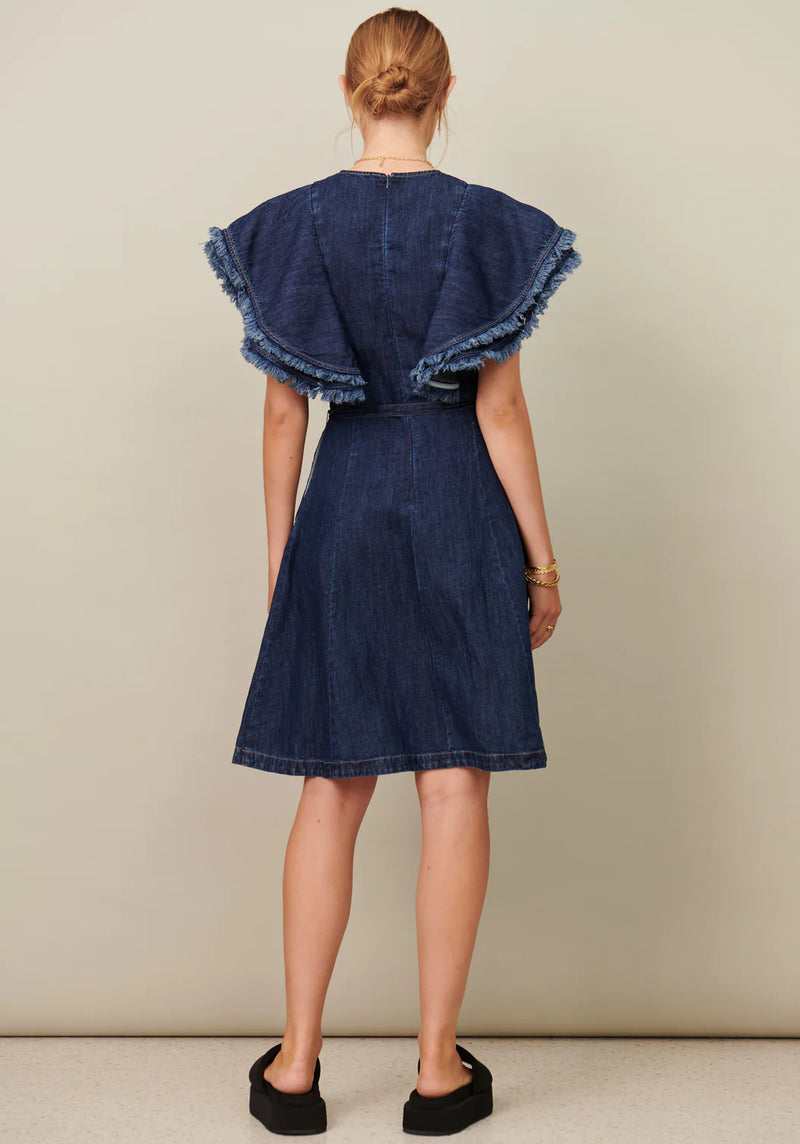 POL Fringe Dress - Denim