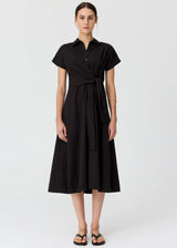 POL Elina Wrap Shirt Dress, Black