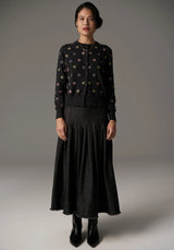 POL, Beech Embroidered Cardigan, Charcoal