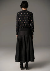 POL, Beech Embroidered Cardigan, Charcoal