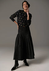 POL, Beech Embroidered Cardigan, Charcoal