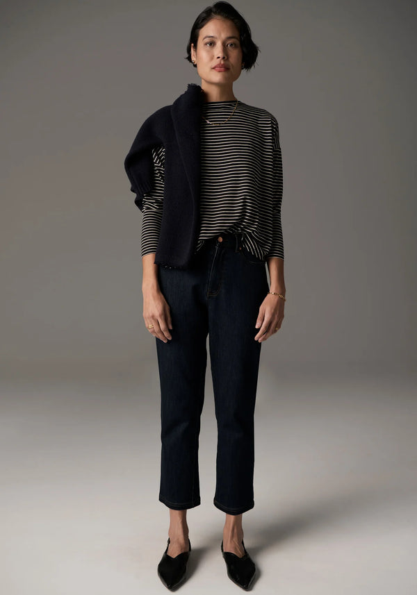 POL, Signe Long Sleeve Tee, Black/Ivory