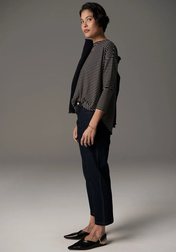 POL, Signe Long Sleeve Tee, Black/Ivory