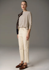 POL, Signe Long Sleeve Tee, Pebble/Black