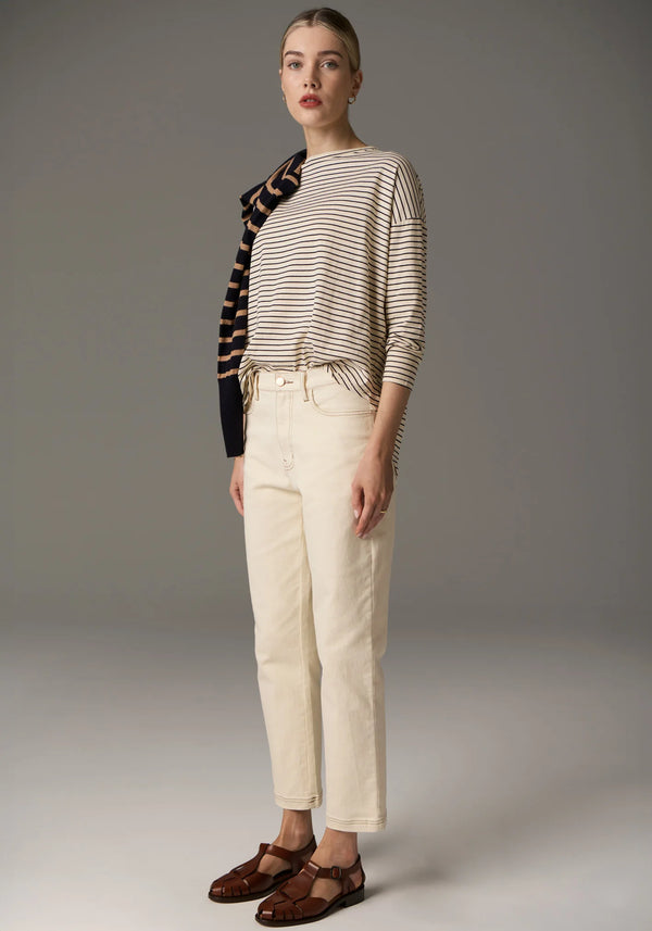 POL, Signe Long Sleeve Tee, Pebble/Black
