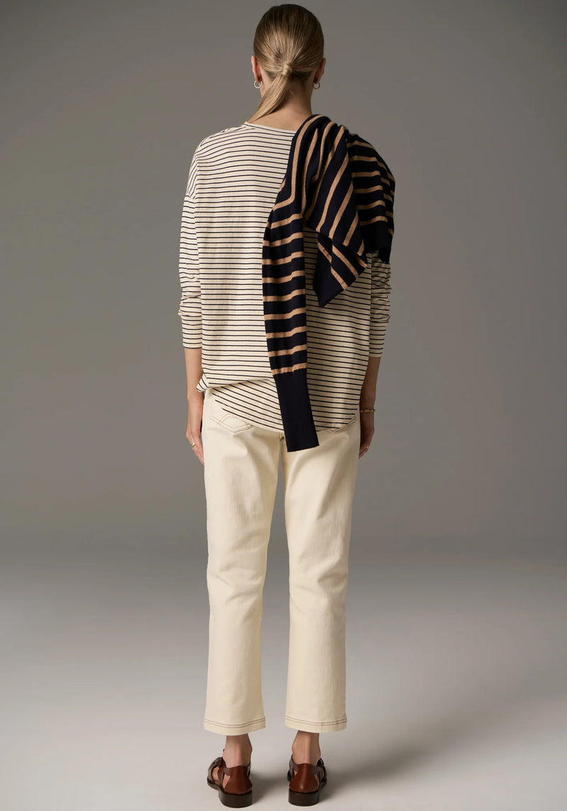 POL, Signe Long Sleeve Tee, Pebble/Black