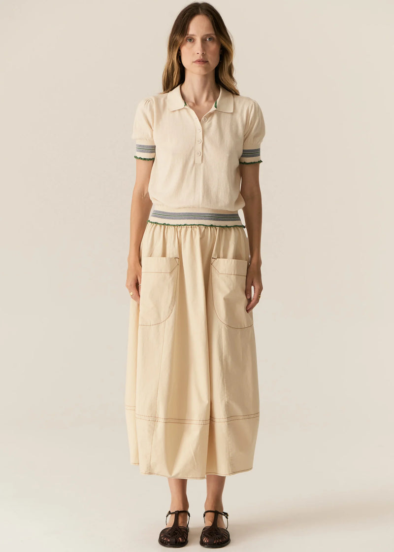 POL Lask Knit Polo,Ecru/Green