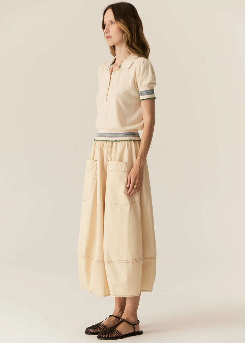 POL Lask Knit Polo,Ecru/Green